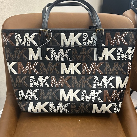 Michael Kors Black and Brown Logo Briefcase - Picture 1 of 1
